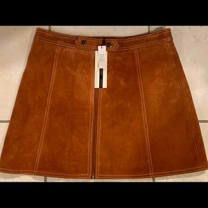NWT Topshop genuine orange leather skirt